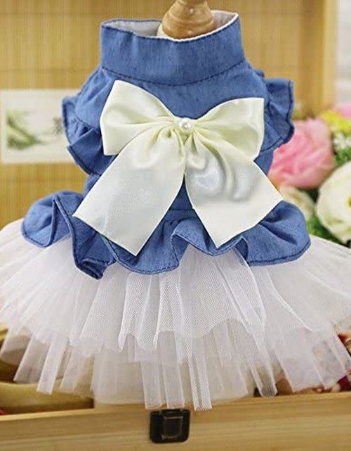 Load image into Gallery viewer, Dog Dress Cowboy Bow Jumpsuits Pets Party Clothes for Puppy Cat Lace Skirt Mesh Princess Tutu Dresses
