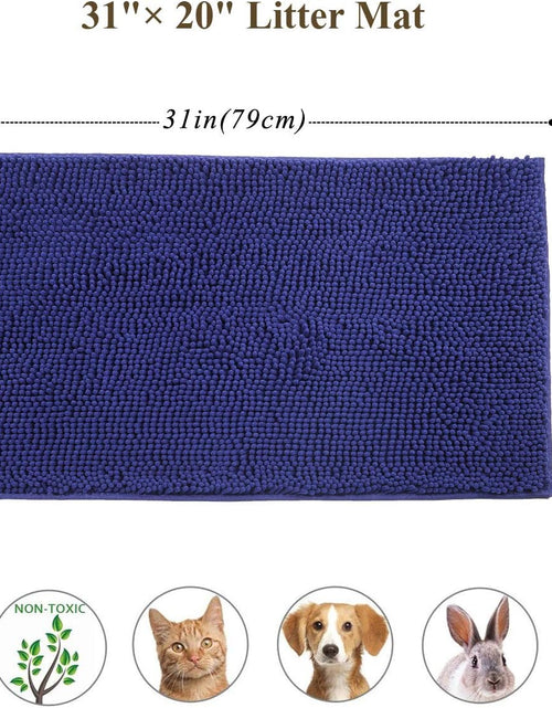 Load image into Gallery viewer, Cat Litter Mat, Litter Trapping Mat, 31&quot;× 20&quot; Cat Kitty Litter Rug with Waterproof Back, Super Soft for Cat&#39;S Paws, Machine Washable, Navy Blue
