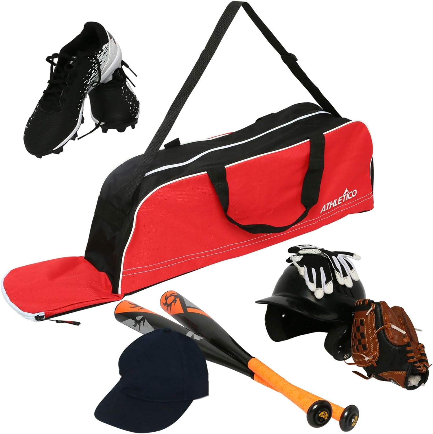 Baseball Tote Bag - Tote Bag for Baseball, T-Ball & Softball Equipment & Gear for Kids, Youth, and Adults | Holds Bat, Helmet, Glove, & Shoes | Fence Hook