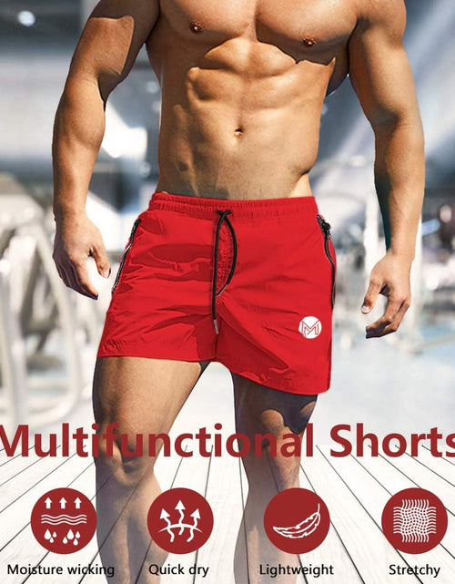 Load image into Gallery viewer, Men&#39;S Gym Workout Shorts, 3&quot; Bodybuilding Running Shorts, 3 Inch Athletic Gym Shorts with Zipper Pockets
