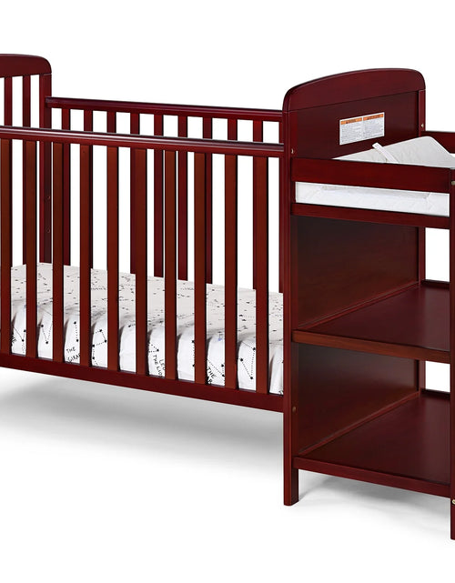 Load image into Gallery viewer, Crib Bedding for Baby, Solid Pine Wood Frame 3-In-Crib and Changing Table Combo, Cribs Can Converts to Toddler Bed or Day Bed, Greenguard Gold Certified, Non-Toxic Finishes, Cherry
