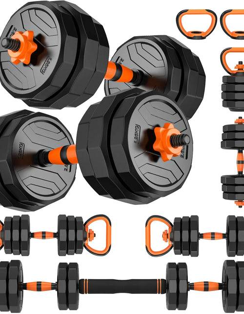 Load image into Gallery viewer, 44Lb 6-In-1 Adjustable Dumbbells Set Free Weight Set with Connector Used as Barbell, Kettlebells, Push up Stand, Fitness Exercises for Home Gym Suitable Men/Women
