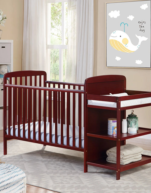 Load image into Gallery viewer, Crib Bedding for Baby, Solid Pine Wood Frame 3-In-Crib and Changing Table Combo, Cribs Can Converts to Toddler Bed or Day Bed, Greenguard Gold Certified, Non-Toxic Finishes, Cherry
