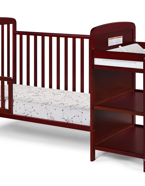 Load image into Gallery viewer, Crib Bedding for Baby, Solid Pine Wood Frame 3-In-Crib and Changing Table Combo, Cribs Can Converts to Toddler Bed or Day Bed, Greenguard Gold Certified, Non-Toxic Finishes, Cherry
