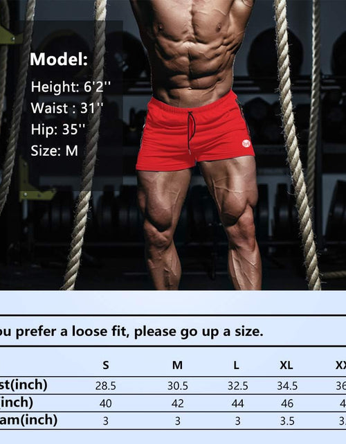 Load image into Gallery viewer, Men&#39;S Gym Workout Shorts, 3&quot; Bodybuilding Running Shorts, 3 Inch Athletic Gym Shorts with Zipper Pockets
