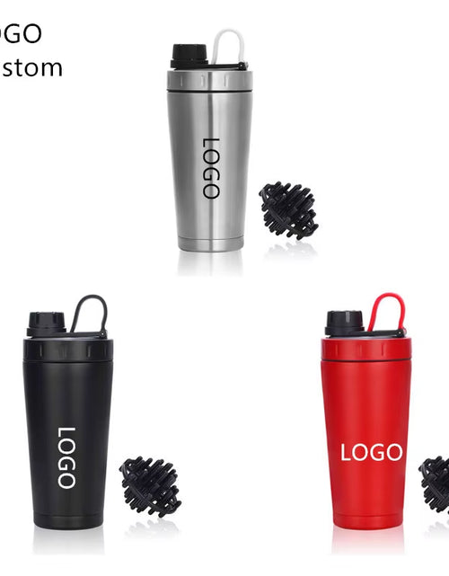 Load image into Gallery viewer, Logo Custom Protein Shaker Bottle Stainless Steel Water Cup Double Wall Vacuum Insulated Bottle Leak Proof Sport Drinkware 20Oz
