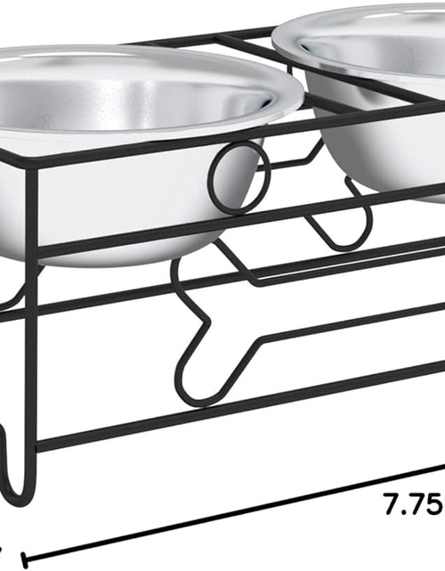 Load image into Gallery viewer, Stainless Steel Raised Food and Water Bowls with Decorative Stand Collection, Elevated Feeding Station for Dogs, Cats, and Pets - 2 Pack
