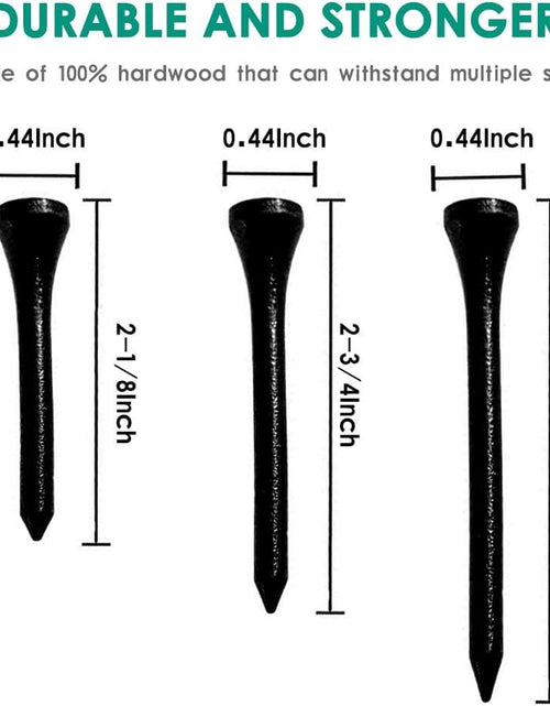 Load image into Gallery viewer, Golf Tees Professional Natural Wood Golf Tees Pack of 100, Golfing Tees Multiple Colors Size 3-1/4 Inch, 2-3/4 Inch or 2-1/8 Inch, Tall Golf Tees Bulk Reduce Side Spin and Friction
