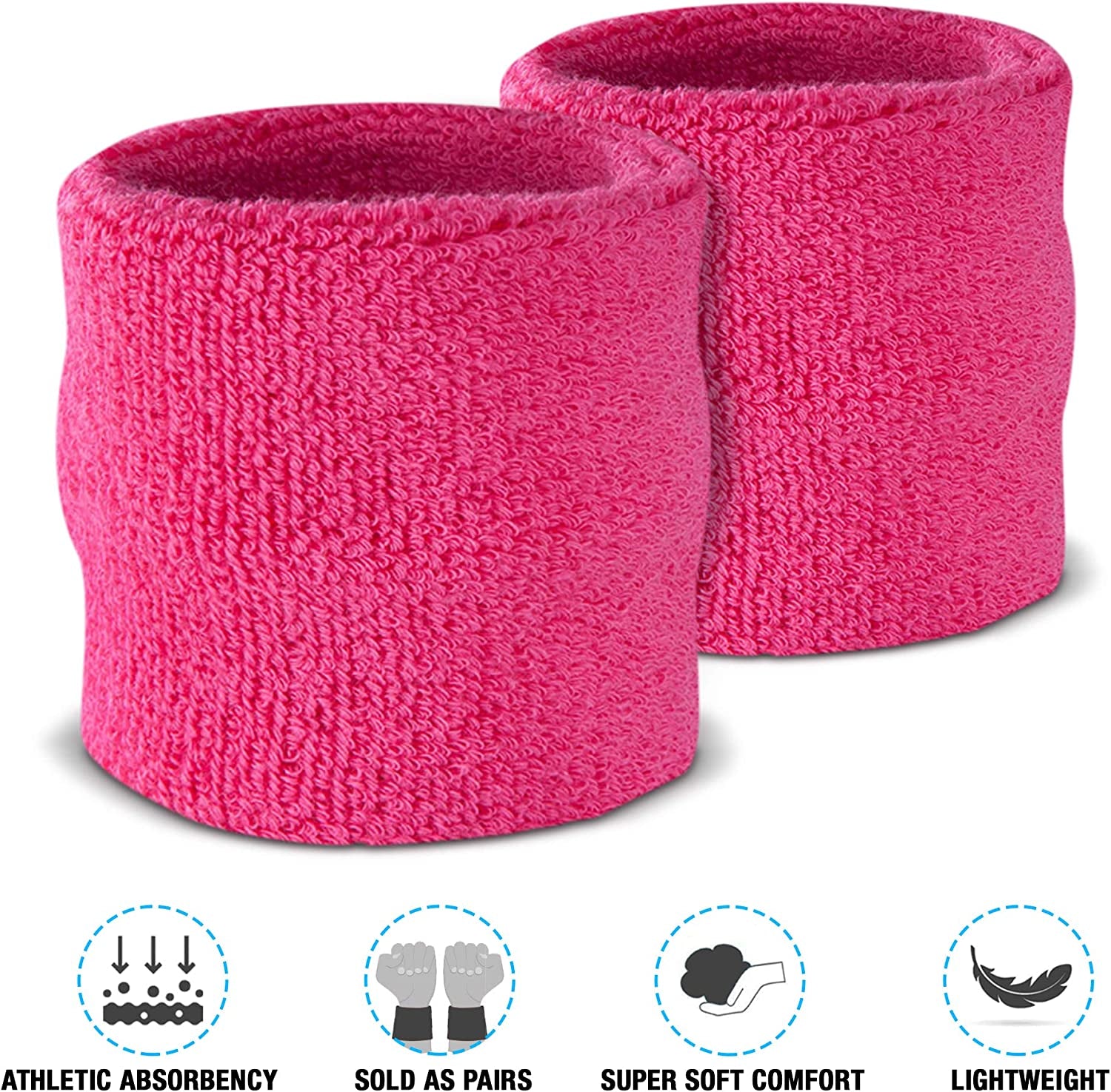 Sweatbands (Headband Wristband Set) - Terry Cloth Athletic Sweat Bands for Basketball, Tennis, Working Out, Gym