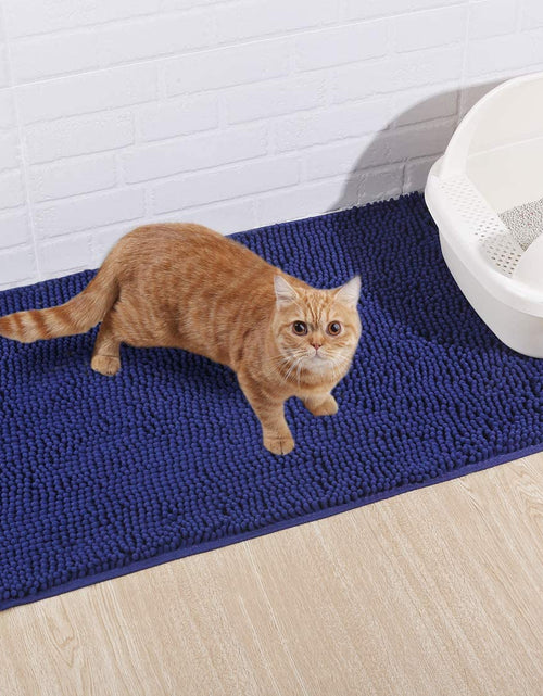 Load image into Gallery viewer, Cat Litter Mat, Litter Trapping Mat, 31&quot;× 20&quot; Cat Kitty Litter Rug with Waterproof Back, Super Soft for Cat&#39;S Paws, Machine Washable, Navy Blue
