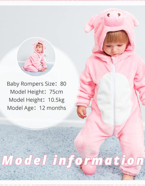 Load image into Gallery viewer, Unisex Baby Animal Costume Winter Autumn Flannel Hooded Romper Cosplay Jumpsuit
