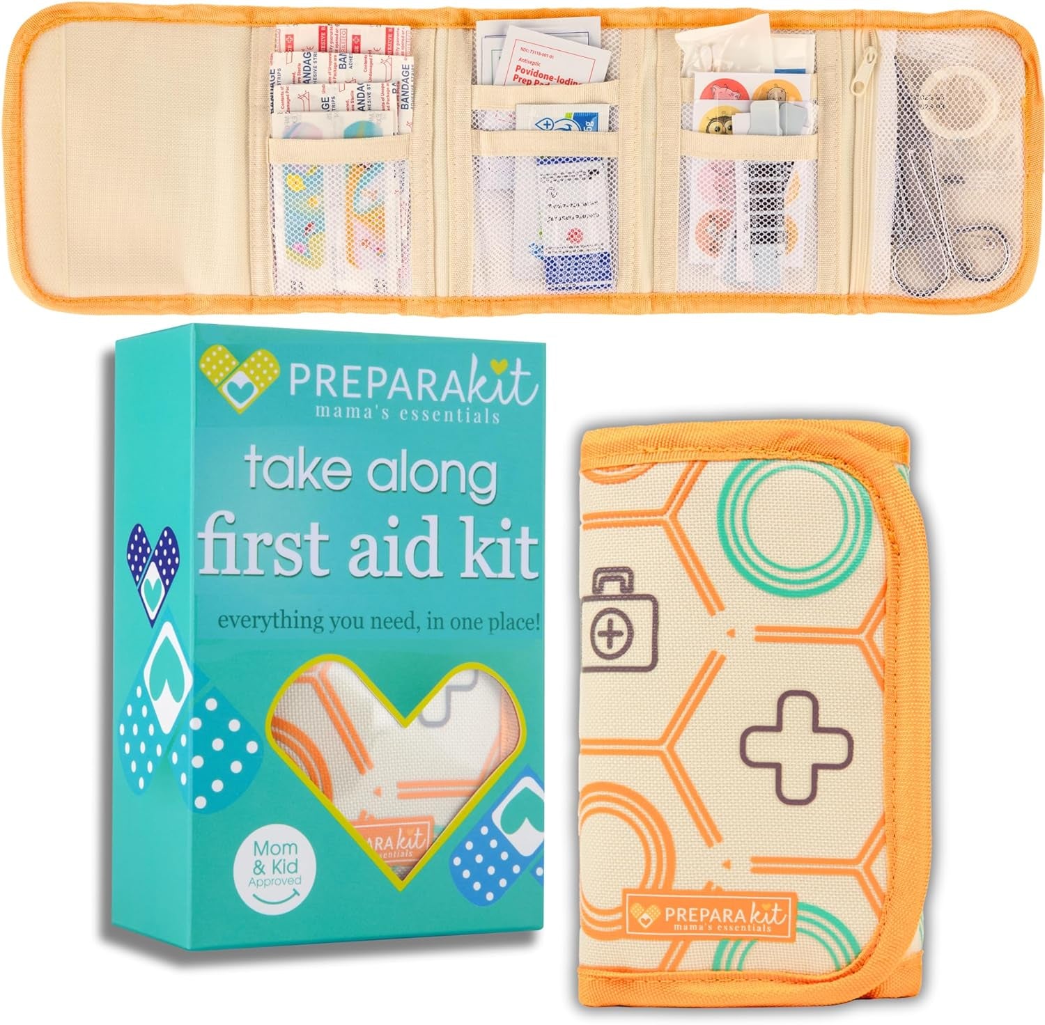 Travel First Aid Kit for Kids - Mini Car, Purse, Backpack, or Diaper Bag 50 Piece Medicine Includes All Essential Medical Supplies Tsa-Approved (Orange)