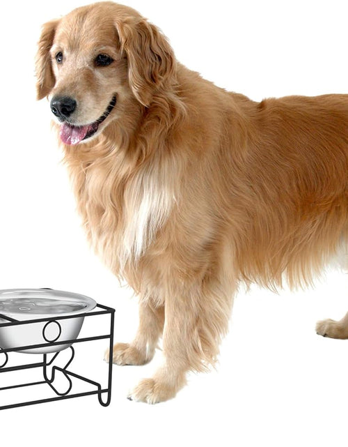 Load image into Gallery viewer, Stainless Steel Raised Food and Water Bowls with Decorative Stand Collection, Elevated Feeding Station for Dogs, Cats, and Pets - 2 Pack
