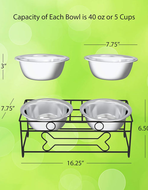 Load image into Gallery viewer, Stainless Steel Raised Food and Water Bowls with Decorative Stand Collection, Elevated Feeding Station for Dogs, Cats, and Pets - 2 Pack
