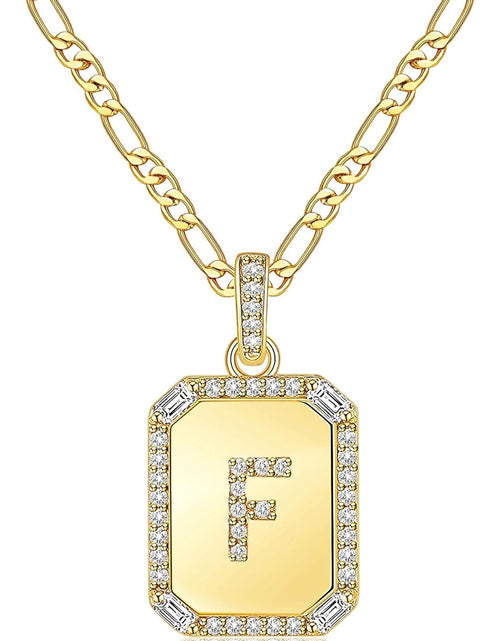 Load image into Gallery viewer, Gold Initial Necklaces for Women,Letter Necklace for Women Girls,Rectangle Necklace with Letters Monogram 18K Gold Plated Alhpabets 26 Pendant Womens Necklace Stainless Steel Box Chain
