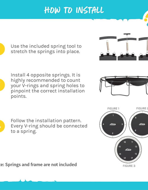 Load image into Gallery viewer, Replacement Trampoline Mat, Fits 15Ft Frames W/Spring Tool and Durable V-Rings, Bounce Safely with Extra Rows of Stitching - Jumping Mat for 15Ft round Trampoline - Fit 96 Springs &amp; 6.5-7&quot;
