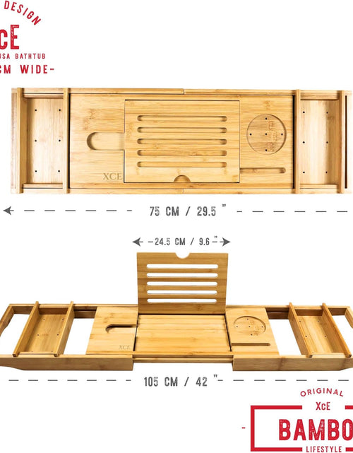 Load image into Gallery viewer, Bathtub Caddy Tray (Natural)- Bamboo Wood Bath Tray and Bath Caddy for a Home Spa Experience
