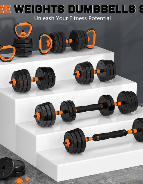 Load image into Gallery viewer, 44Lb 6-In-1 Adjustable Dumbbells Set Free Weight Set with Connector Used as Barbell, Kettlebells, Push up Stand, Fitness Exercises for Home Gym Suitable Men/Women
