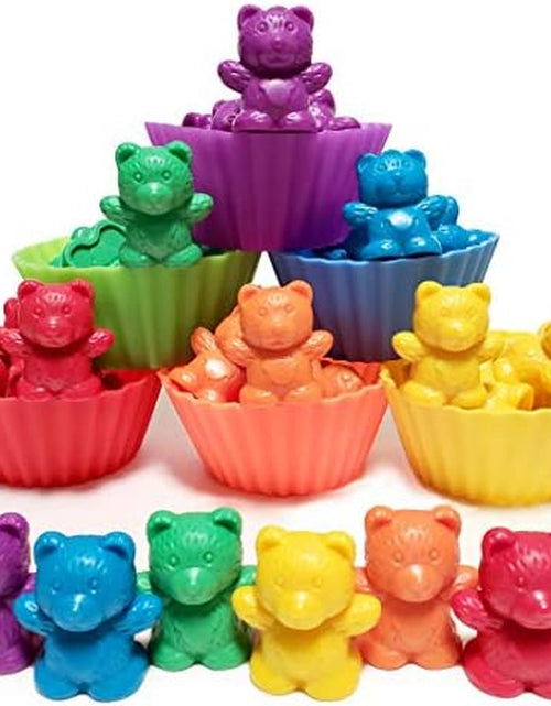 Load image into Gallery viewer, Jumbo Counting Bears with Stacking Cups - Montessori Educational Sorting Rainbow Toys for 3 Year Old Boys and Girls with 48 Preschool Math Manipulatives, Toy Storage and Toddler Games Ebook
