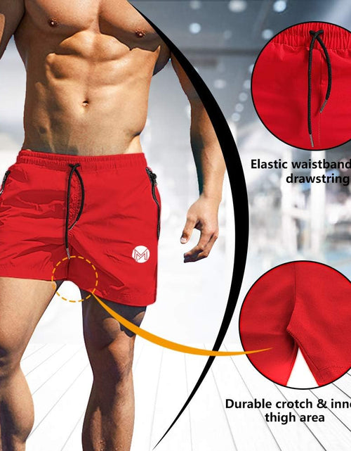 Load image into Gallery viewer, Men&#39;S Gym Workout Shorts, 3&quot; Bodybuilding Running Shorts, 3 Inch Athletic Gym Shorts with Zipper Pockets
