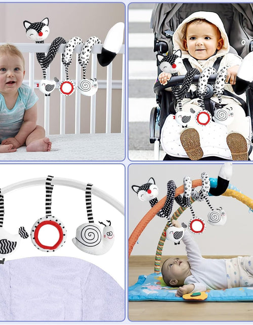 Load image into Gallery viewer, Euyecety Baby Spiral Plush Toys, Black White Stroller Toy Stretch &amp; Spiral Activity Toy Car Seat Toys, Hanging Rattle Toys for Crib Mobile, Newborn Sensory Toy Best Gift for 0 3 6 9 12 Months Baby-Fox
