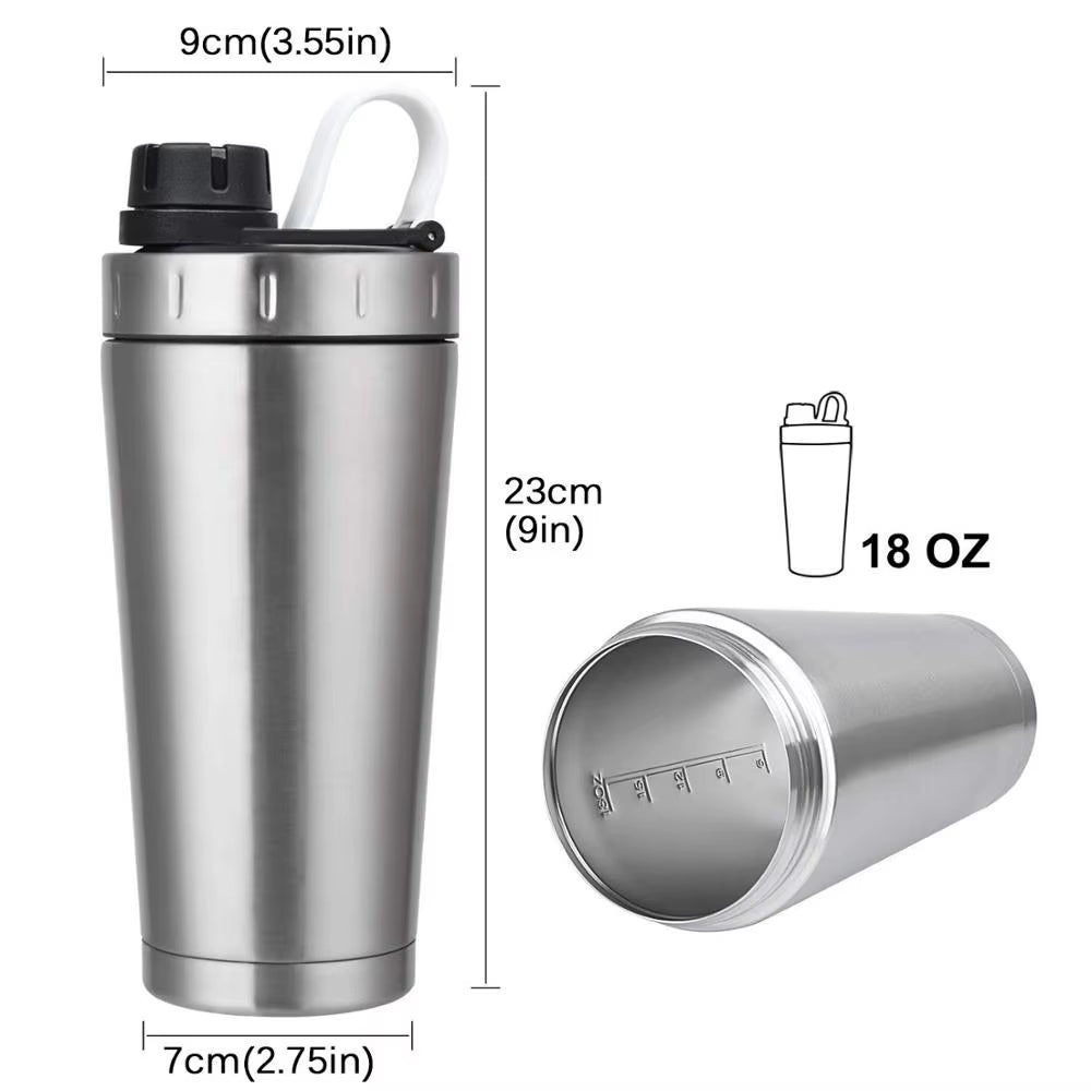 Logo Custom Protein Shaker Bottle Stainless Steel Water Cup Double Wall Vacuum Insulated Bottle Leak Proof Sport Drinkware 20Oz