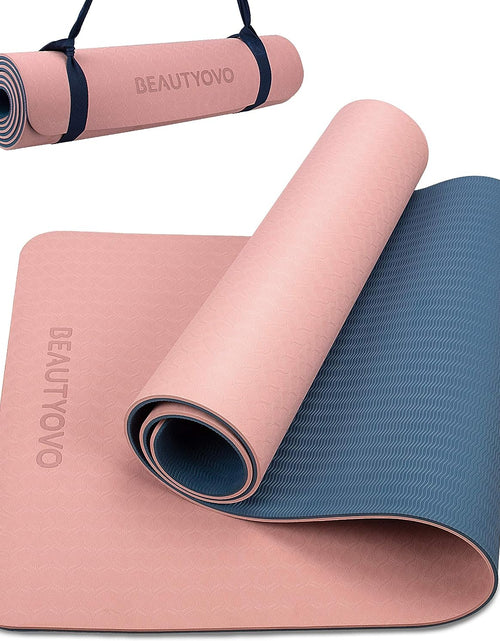 Load image into Gallery viewer, Yoga Mat with Strap, 1/3 Inch Extra Thick Yoga Mat Double-Sided Non Slip, Professional TPE Yoga Mats for Women Men, Workout Mat for Yoga, Pilates and Floor Exercises
