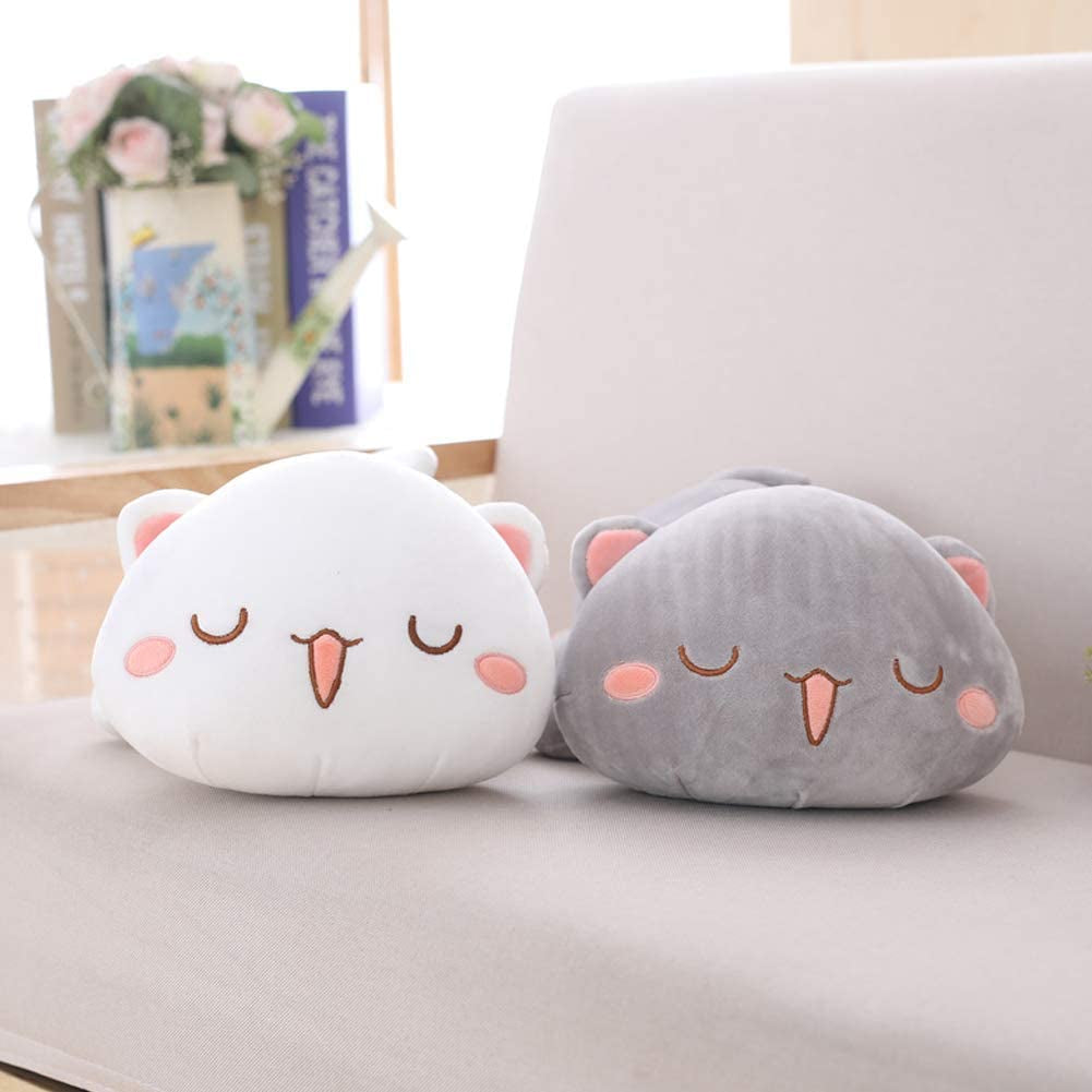 Cat Stuffed Animals, Soft Cat Plush Pillow Kitten Stuffed Animal Toy Gifts for Kids (Grey round Eyes, 19.6")