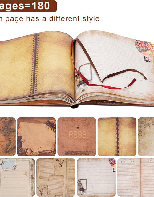 Load image into Gallery viewer, Our Adventure Book Scrapbook 180 Pages Photo Album, DIY Handmade Memory Travel Diary Photo Book Journal Scrapbook, Embossed Letter Leather Cover for Anniversary,Wedding,Best Friend Gift
